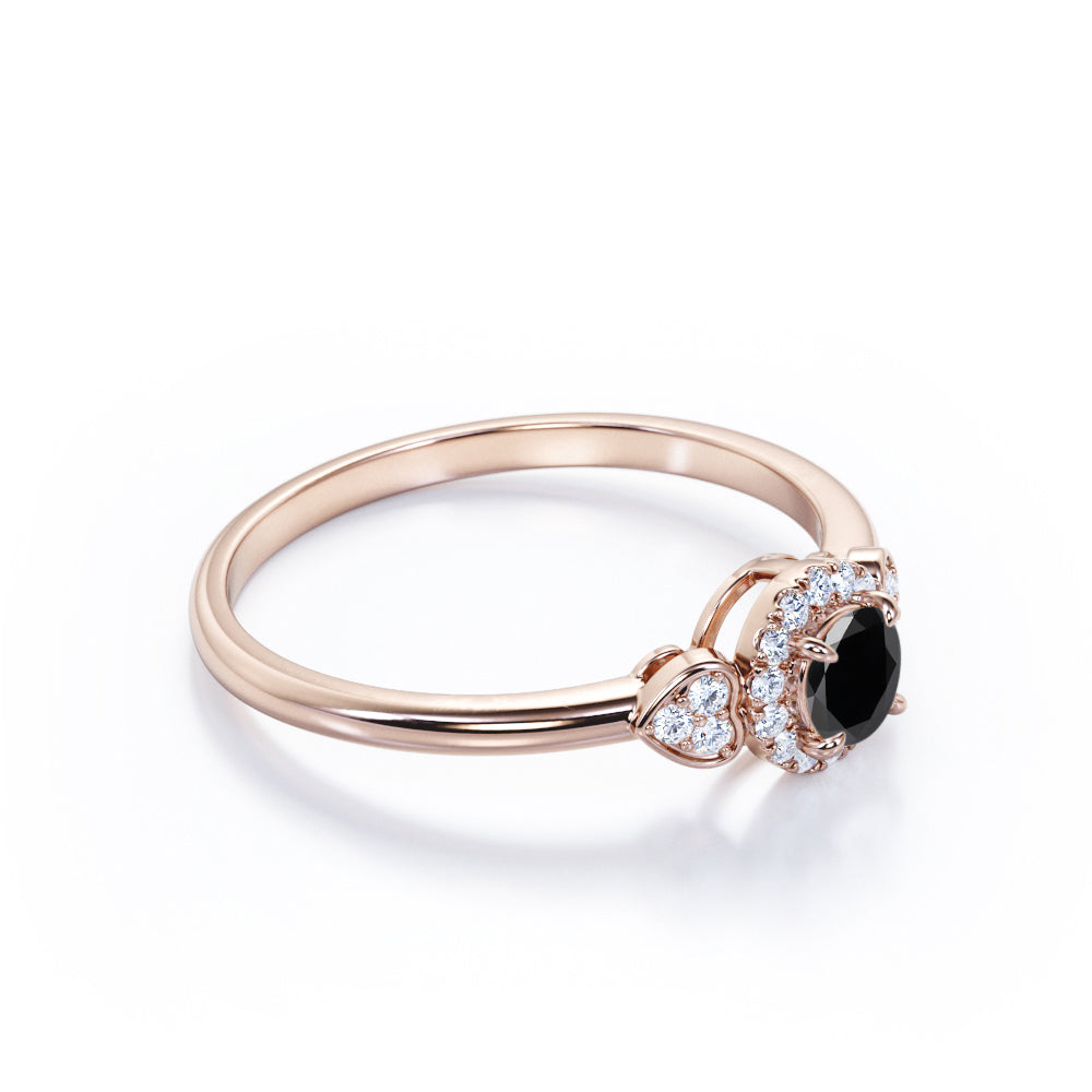 1.2 Carat Round Cut Lab Grown Black Diamond Halo Engagement Ring In White Gold