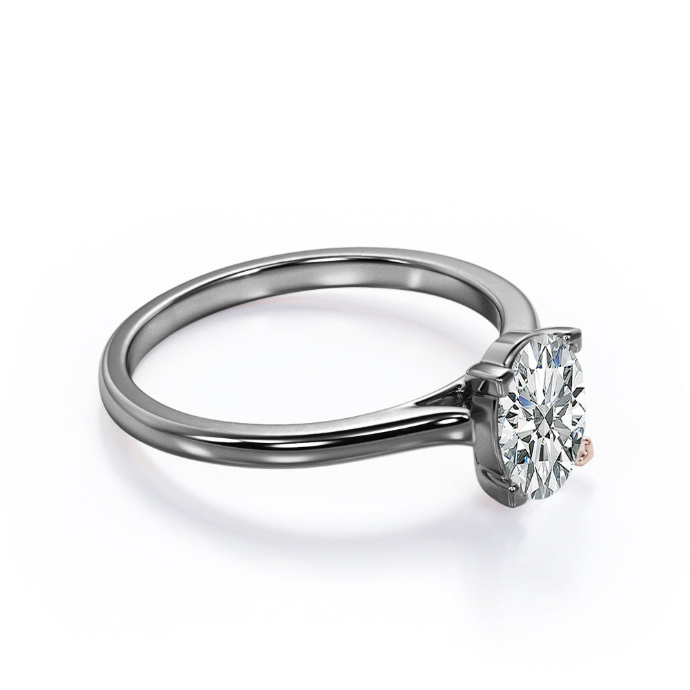 Appealing Prong 1 Carat Cubic Zirconia Oval Cut Solitaire Promise Ring in 18K White Gold Plating over Silver