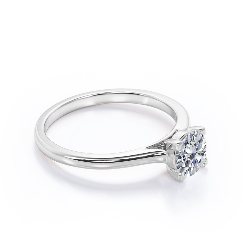 Stunning Solitaire 1 Carat Cubic Zirconia Round Brilliant Cut Prong Set Right Hand Ring in 18K White Gold Plating over Silver