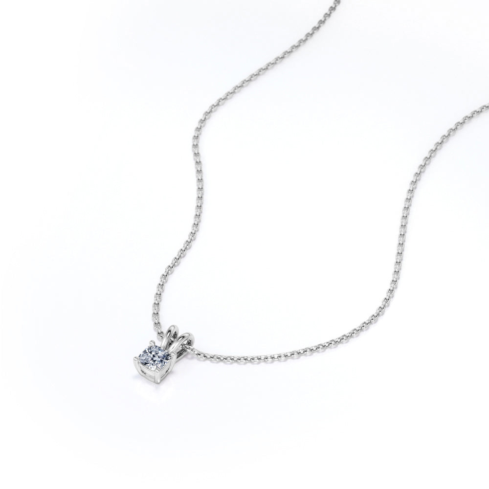 Lovely 0.25 Carat Cushion Cut Diamond Pendant Necklace In 18K White Gold Plating Over Silver