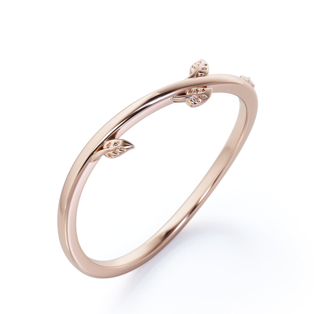 Natured Inspired Wedding Band - Promise Ring - Marriage Ring Band for Women in Rose Gold