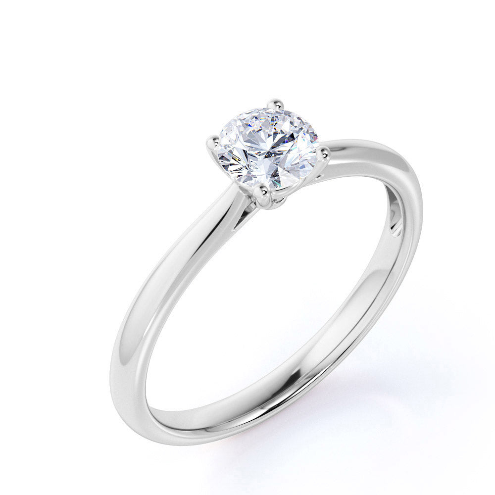 2 Carat Round Cut Moissanite Engagement Ring - Bridal Set - Classic Ring - Solitaire Ring - 18k White Gold Over Silver