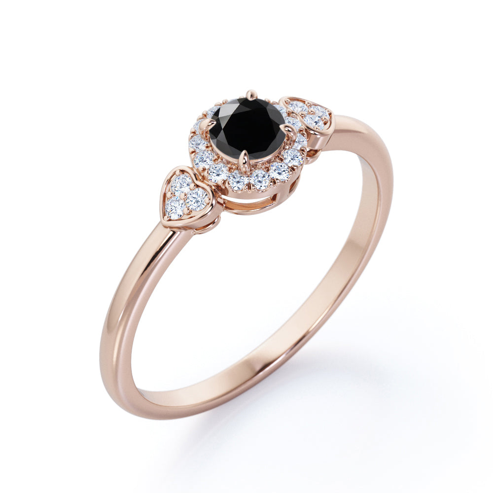 1.2 Carat Round Cut Lab Grown Black Diamond Halo Engagement Ring In White Gold