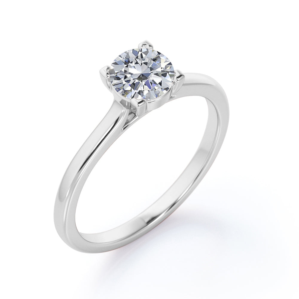 Stunning Solitaire 1 Carat Cubic Zirconia Round Brilliant Cut Prong Set Right Hand Ring in 18K White Gold Plating over Silver