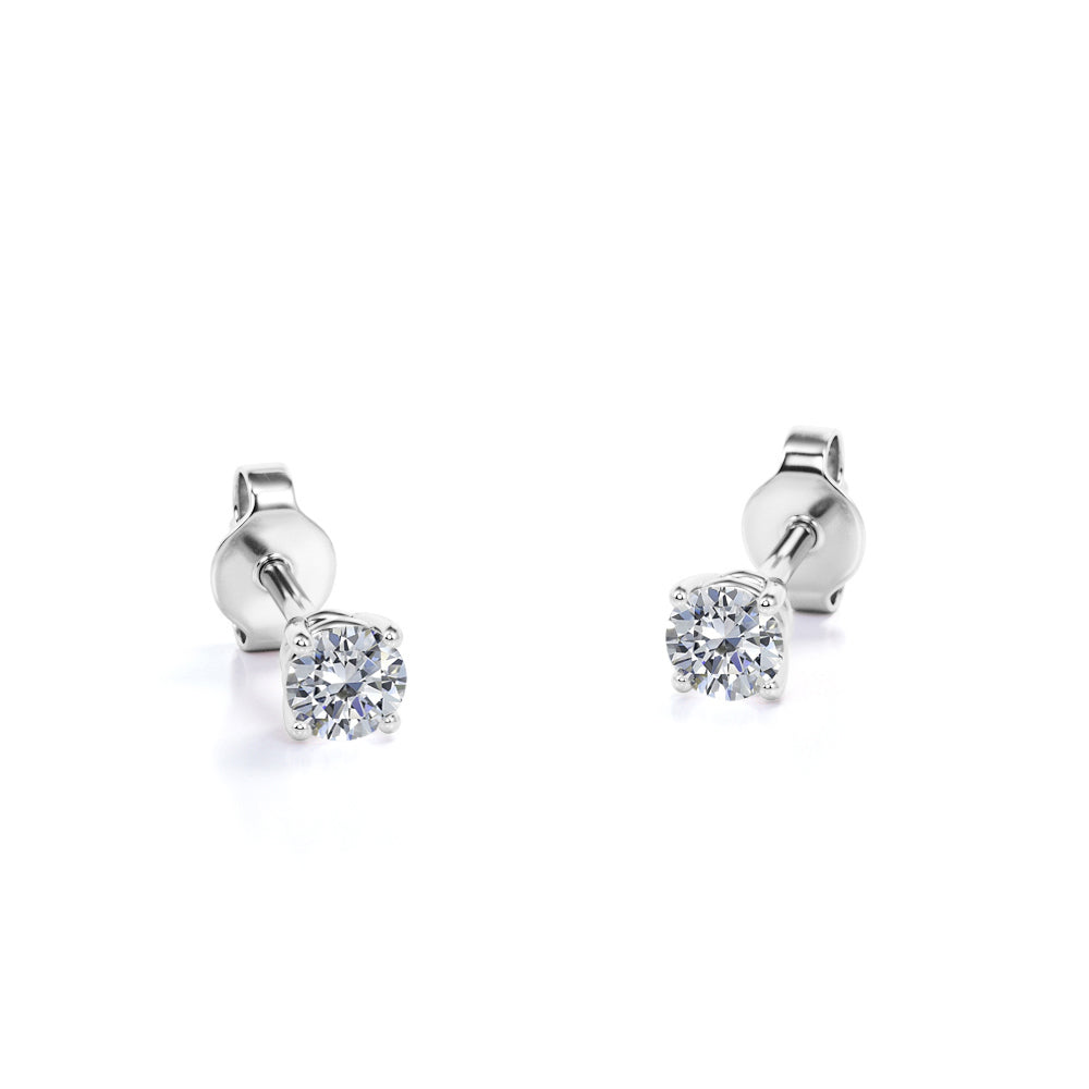 4 Prong 0.75 Carat Round Shaped Diamond Solitaire Stud Earrings In 18K Rose Gold Plating Over Silver