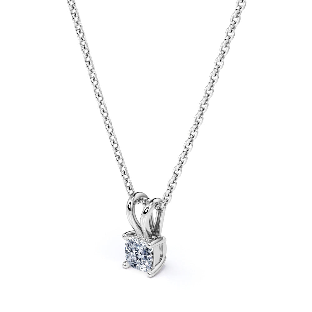 Lovely 0.25 Carat Cushion Cut Diamond Pendant Necklace In 18K White Gold Plating Over Silver