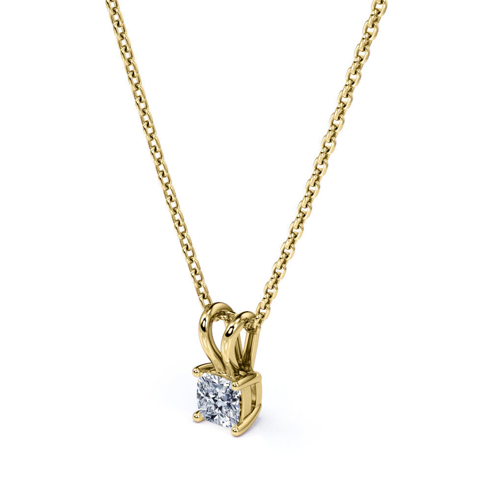 Lovely 0.25 Carat Cushion Cut Diamond Pendant Necklace In 18K White Gold Plating Over Silver