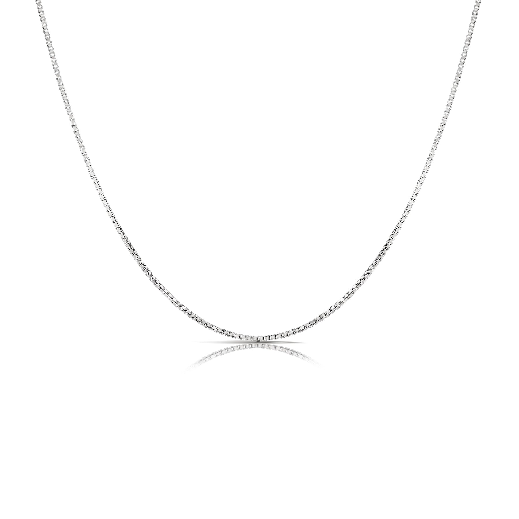 16 Inches 1mm Box Chain Necklace in White - Real 925 Sterling Silver Chain - Unisex Jewelry