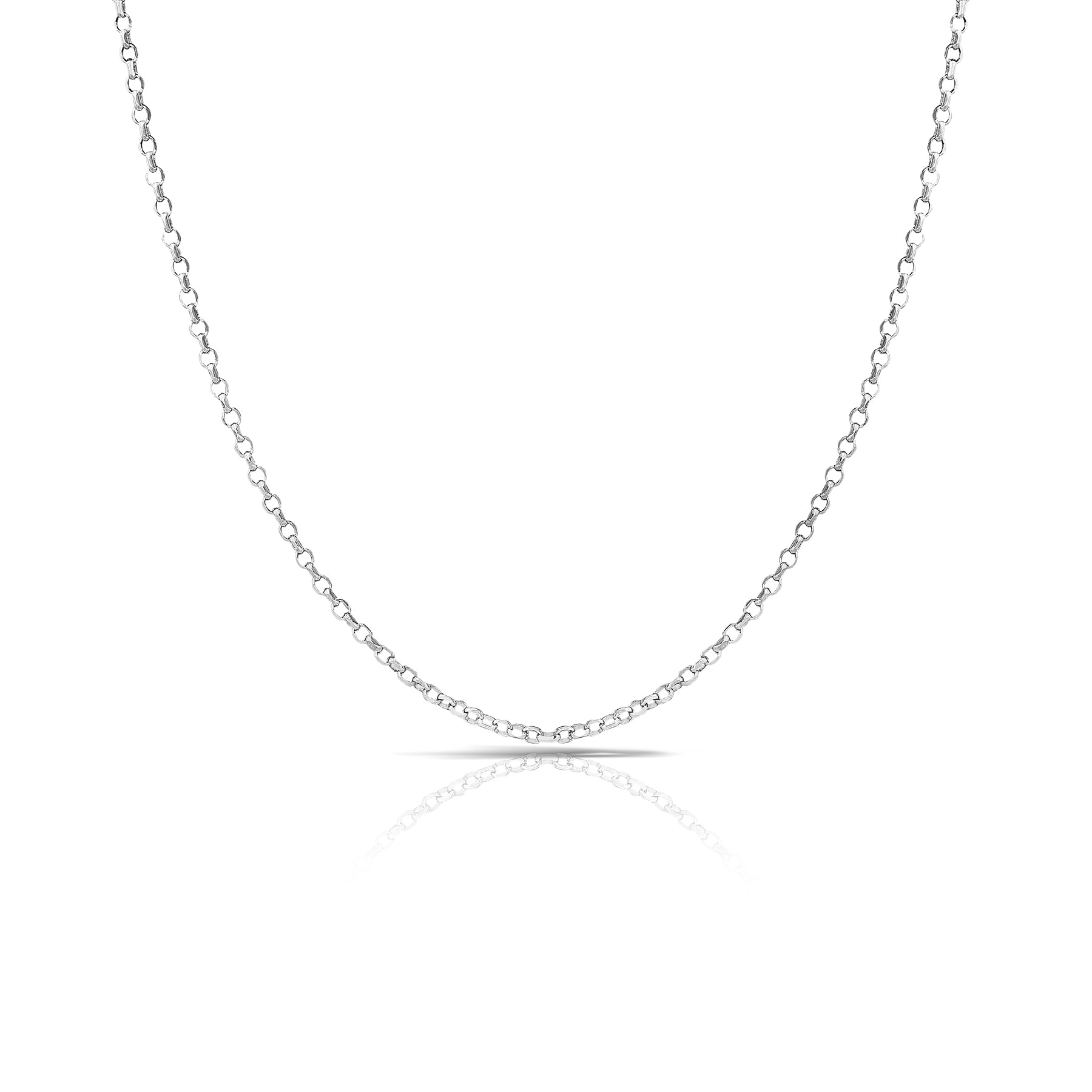 18 Inches 1.6 mm Round Rolo Chain Necklace in White Gold Plated over Sterling Silver - Dainty Rolo Chain