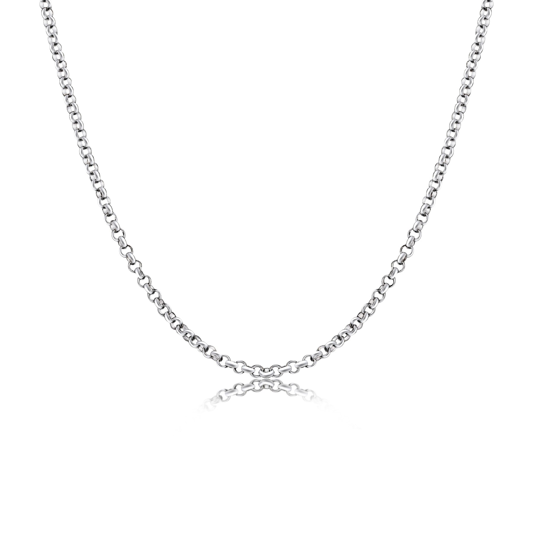 16 Inches 2mm Round Rolo Chain Necklace in White Gold Plated over Sterling Silver