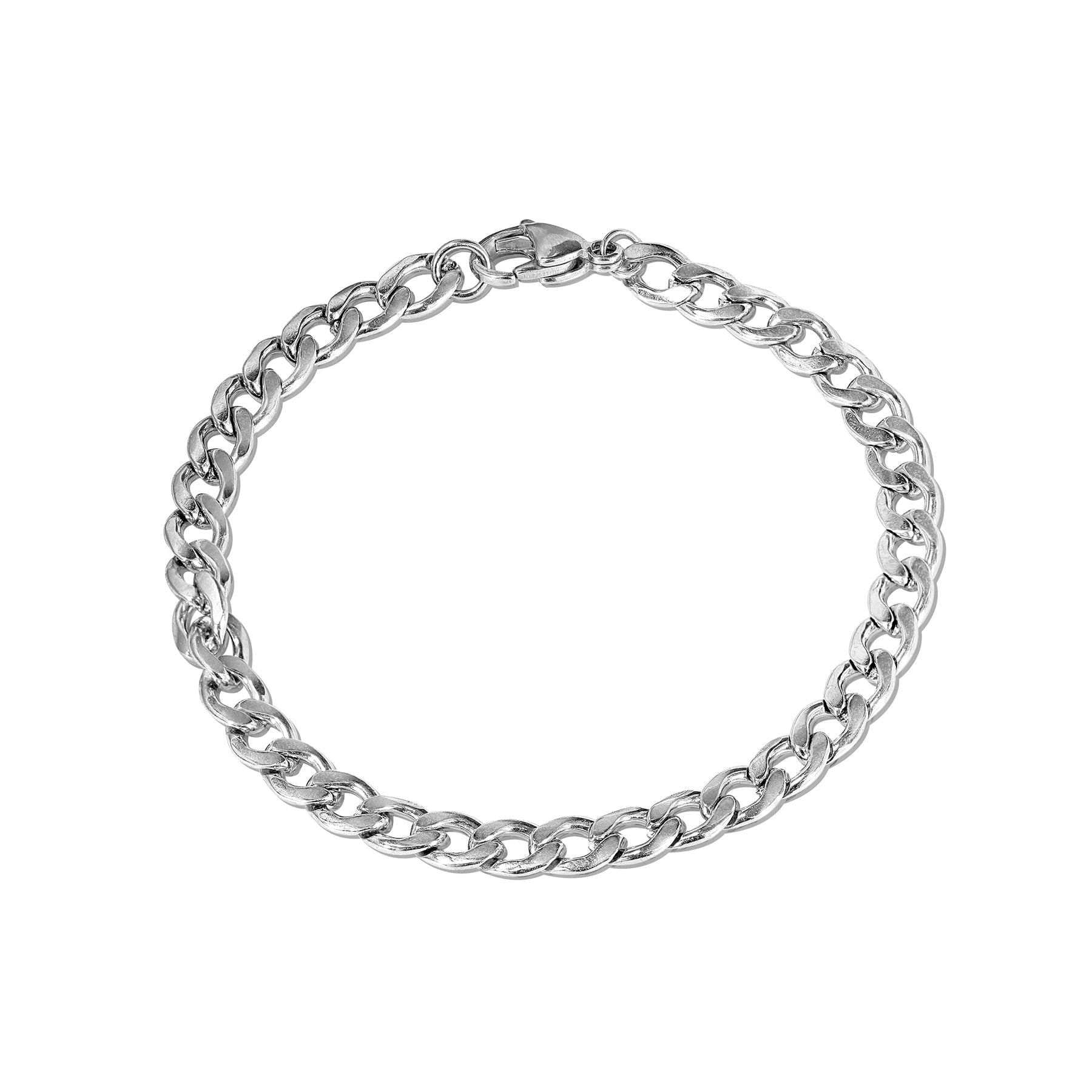 6 mm Flat Curb Chain Men's Bracelet - Minimalist Bracelet - Gift for Husband