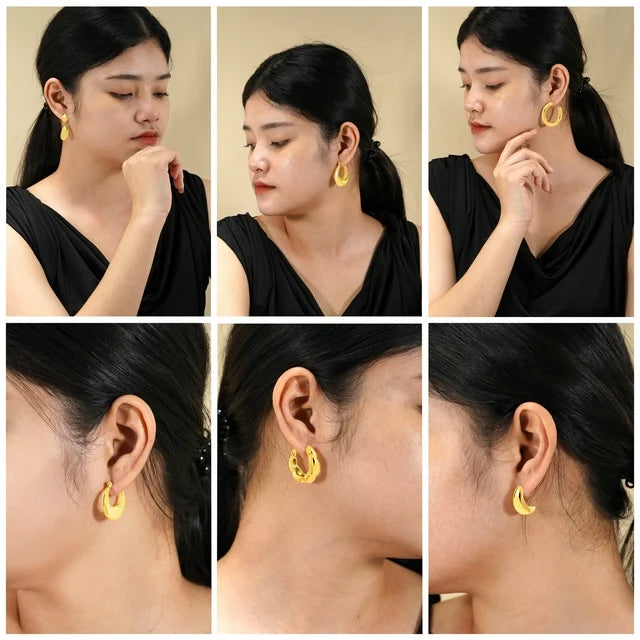 6 Pairs Fashion MultiPack Earrings Set for Women in Yellow Gold Plating, Hoop Earrings, Chunky, Lightweight Drop Hypoallergenic Earrings Jewelry Gift for Women