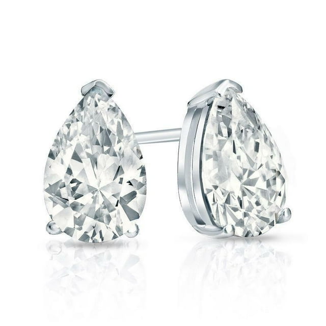 0.5 Carat Pear Cut Diamond Minimalist Solitaire Stud Earrings In 18K Rose Gold Plating Over Silver