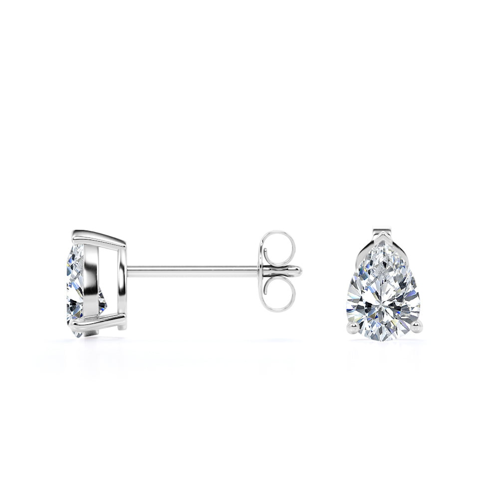 Minimalist 2 Carat Pear Cut Moissanite Solitaire Stud Earrings In 18K Rose Gold Plating Over Silver