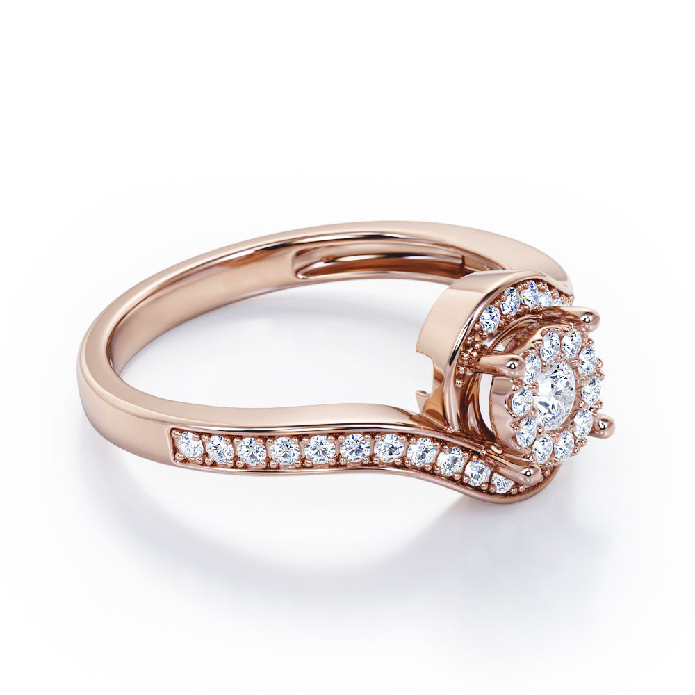 Wrapped Round 0.65 carat Round Diamond and Diamonds Bypass Engagement Ring in Rose Gold