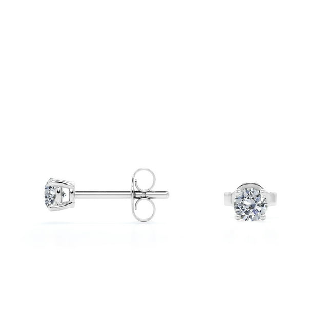 0.58 Carat Round Diamond - 4 Prong Solitaire Stud Earrings - 18K Rose Gold Plating Over Silver