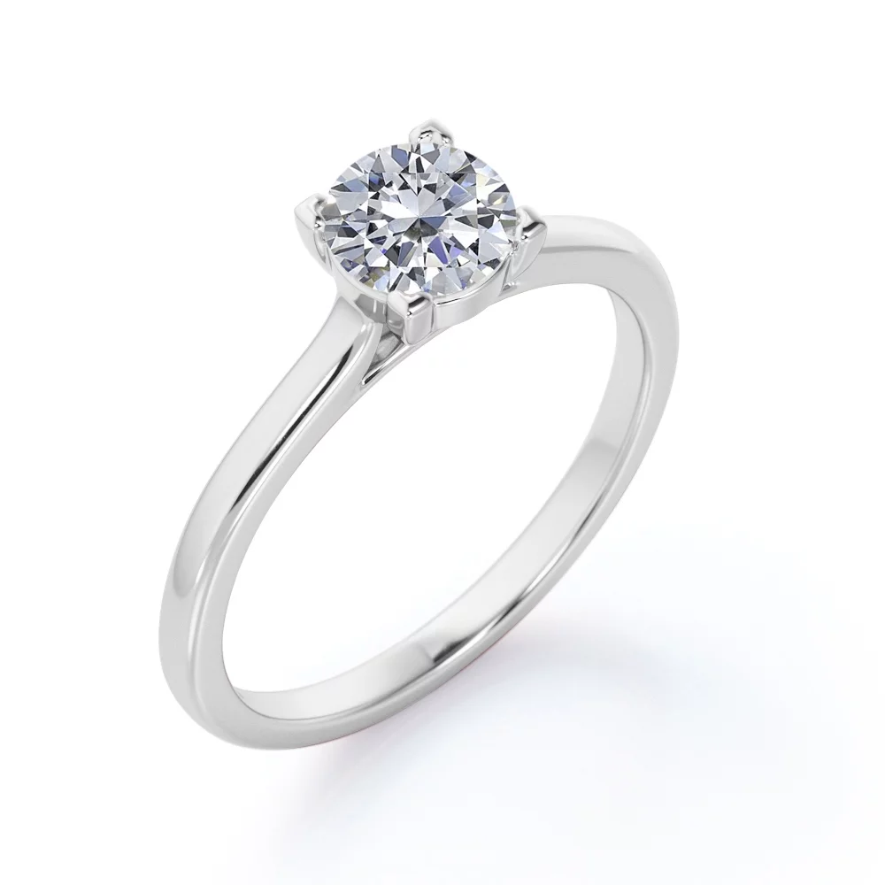 Stunning Solitaire 1 Carat Round Brilliant Cut Moissanite Prong Set Right Hand Ring in 18K Rose Gold Plating over Silver