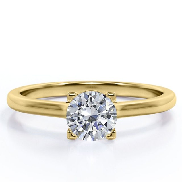 Stunning Solitaire 1 Carat Round Brilliant Cut Moissanite Prong Set Right Hand Ring in 18K Rose Gold Plating over Silver