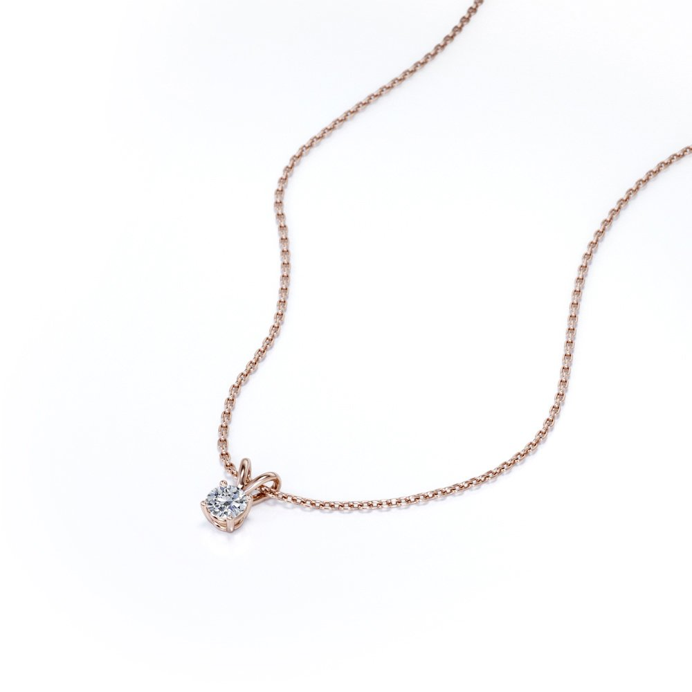 0.58 Carat Round Cut Diamond Brilliant Pendant Necklace - 18K Rose Gold Plating Over Silver