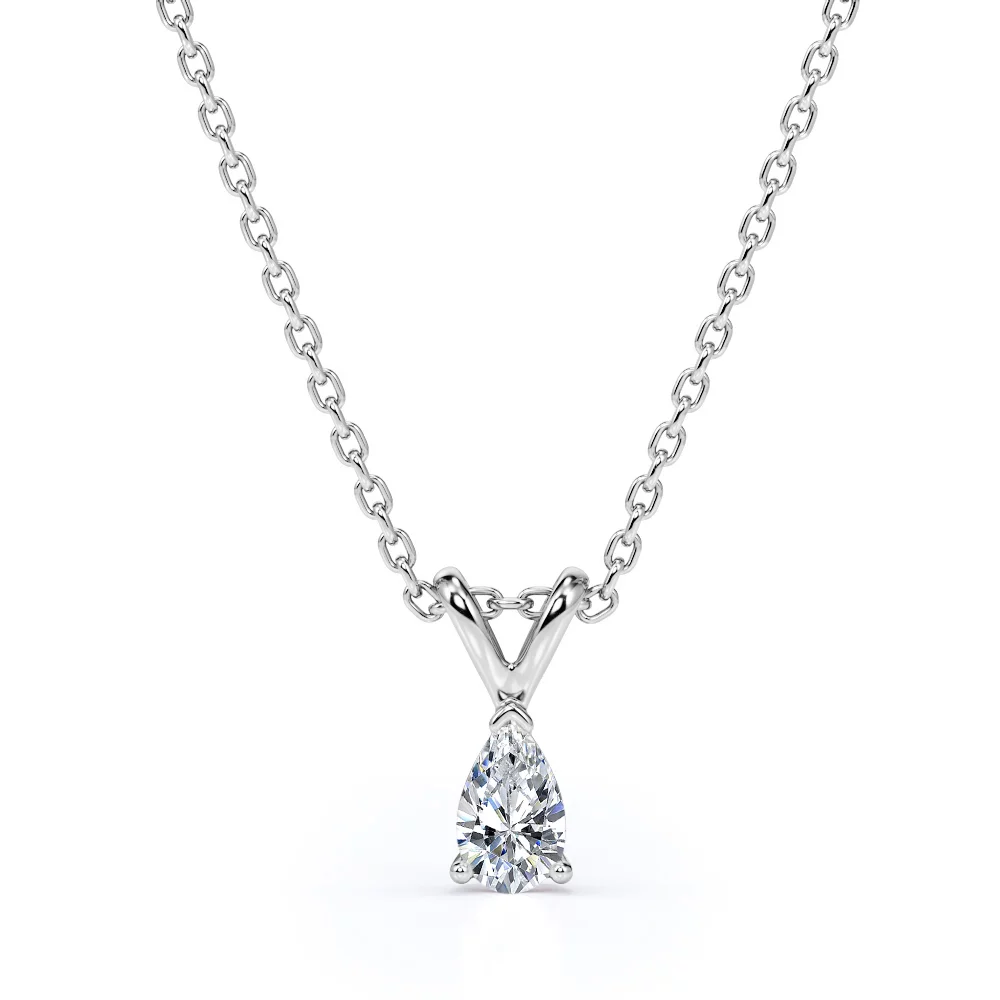 0.5 Carat Pear Cut Diamond - Elegant Pendant Necklace - 18K Rose Gold Plating Over Silver