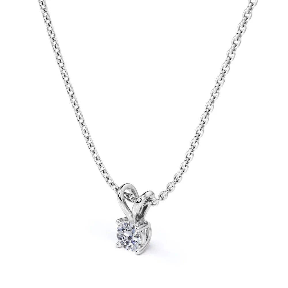 0.58 Carat Round Cut Diamond Brilliant Pendant Necklace - 18K Rose Gold Plating Over Silver