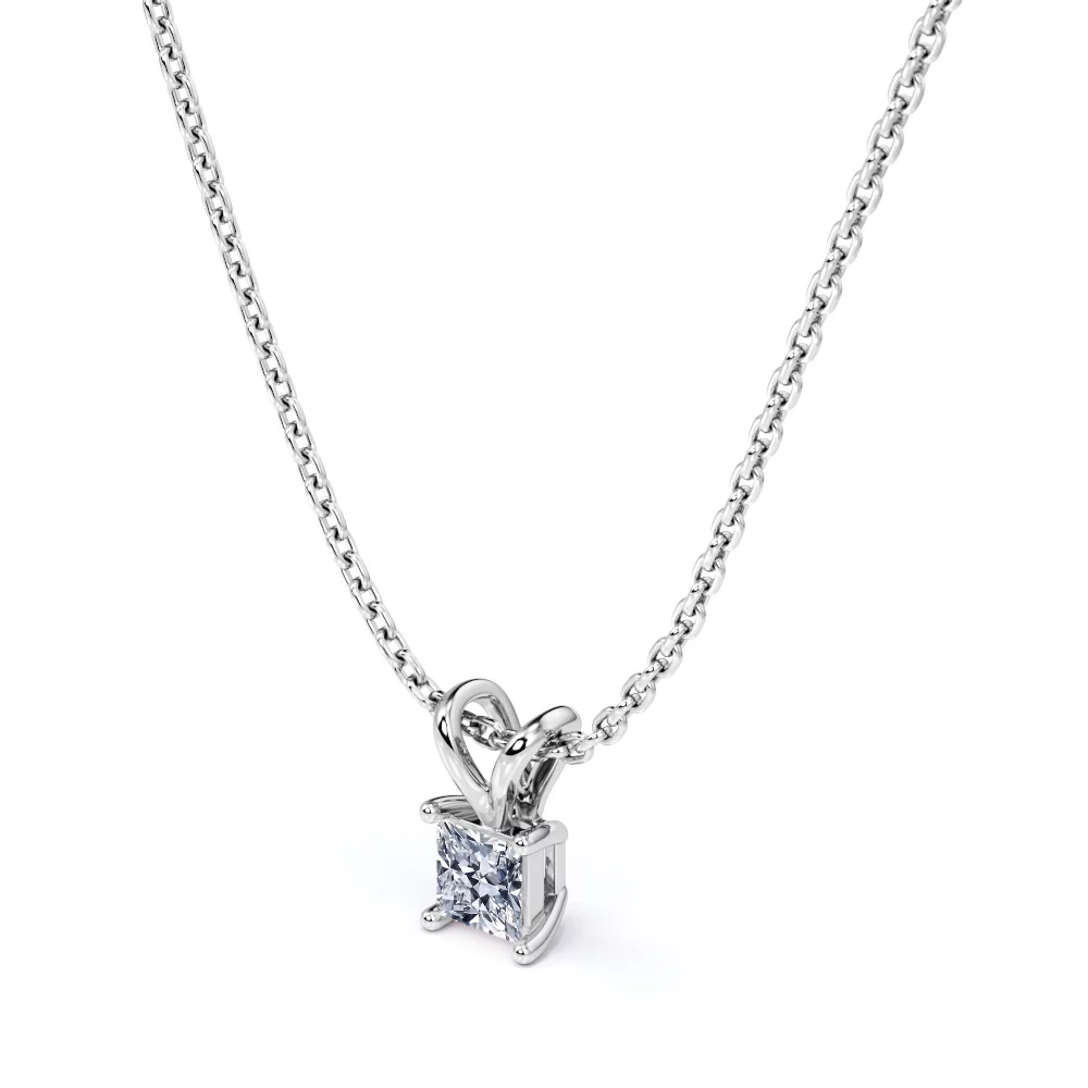 Beautiful 0.38 Carat Princess Cut Diamond Pendant Necklace In 18K Rose Gold Plating Over Silver