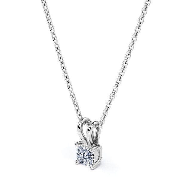 0.5 Carat Cushion Cut Diamond - Adorable Pendant Necklace - 18K Rose Gold Plating Over Silver