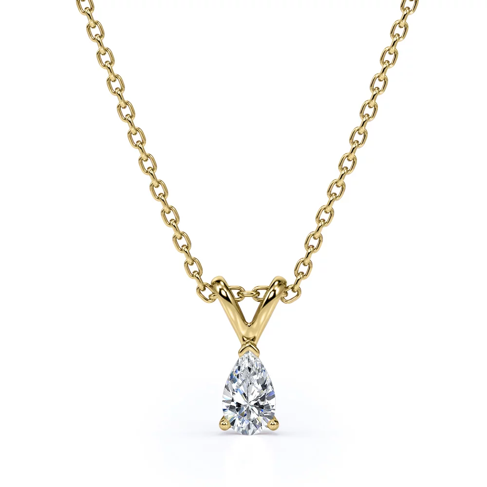 0.5 Carat Pear Cut Diamond - Elegant Pendant Necklace - 18K Rose Gold Plating Over Silver