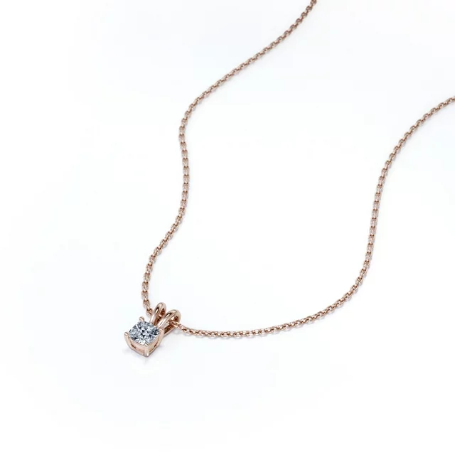 0.5 Carat Cushion Cut Diamond - Adorable Pendant Necklace - 18K Rose Gold Plating Over Silver