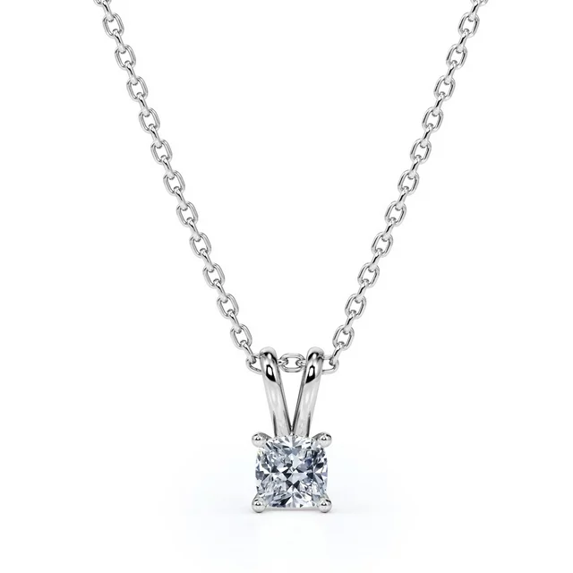 0.75 Carat Cushion Cut Diamond - Adorable Pendant Necklace - 18K Rose Gold Plating Over Silver