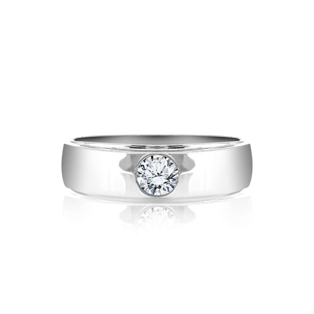 Stylish 1.3 Carat Round Cut Moissanite Commitment Rings for Couples - Couple Rings in 18K White Gold over Silver